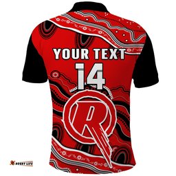 Custom Text And Number Renegades Cricket Polo Shirt Melbourne Aboriginal Painting Amazing Aussie