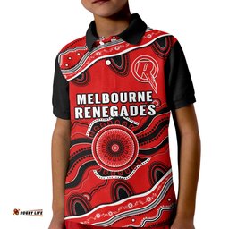 Custom Text And Number Renegades Cricket Polo Shirt Melbourne Aboriginal Painting Amazing Aussie
