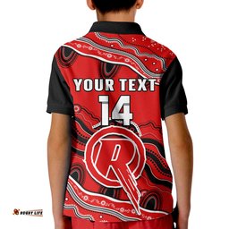 Custom Text And Number Renegades Cricket Polo Shirt Melbourne Aboriginal Painting Amazing Aussie