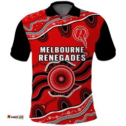 Custom Text And Number Renegades Cricket Polo Shirt Melbourne Aboriginal Painting Amazing Aussie