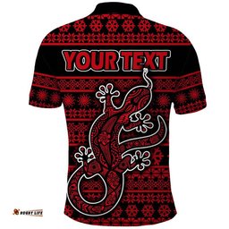 Custom Personalised Australian Lizard Christmas Vibe With Aboriginal Dot Painting Style Polo Shirt Amazing Aussie