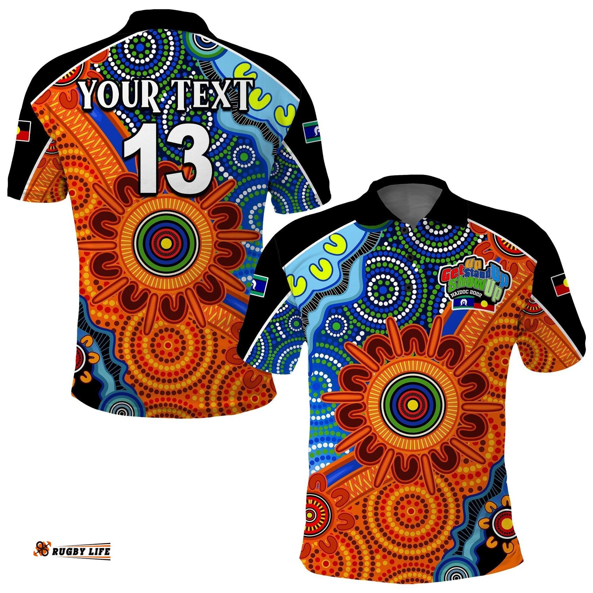 Custom Text and Number NAIDOC Week 2022 Polo Shirt Aboriginal and Torres Strait Islanders Together Amazing Aussie