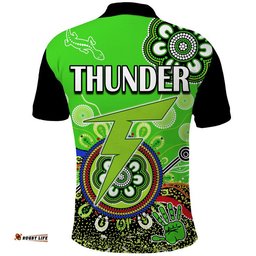 Sydney Thunder Polo Shirt Cricket Indigenous Aboriginal Lizard Version Amazing Aussie
