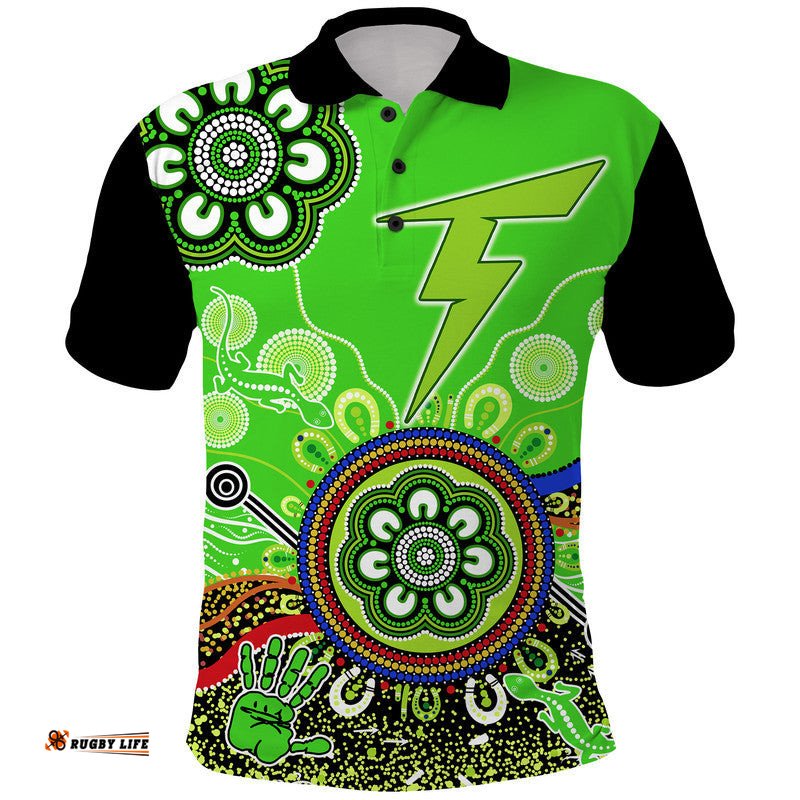 Sydney Thunder Polo Shirt Cricket Indigenous Aboriginal Lizard Version Amazing Aussie