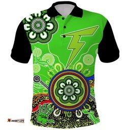 Sydney Thunder Polo Shirt Cricket Indigenous Aboriginal Lizard Version Amazing Aussie