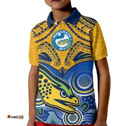 Parramatta Rugby 2023 Polo Shirt Go Eels Polynesian Mix Indigenous Art Amazing Aussie