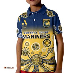 Custom Text And Number Central Coast Football Polo Shirt A League Men Mariners 2004 Indigenous Gradient Style Amazing Aussie