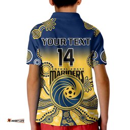 Custom Text And Number Central Coast Football Polo Shirt A League Men Mariners 2004 Indigenous Gradient Style Amazing Aussie
