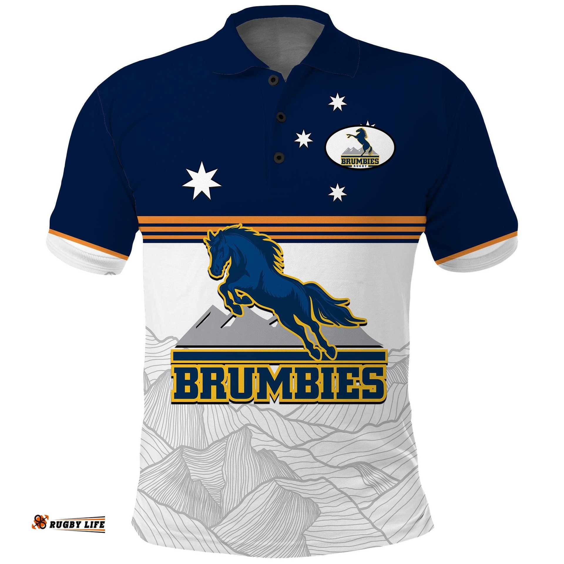 Personalised Brumbies Rugby Super Sporty Style Polo Shirt