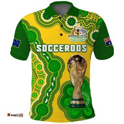 Custom Text And Number Australia Soccer Polo Shirt Socceroos Aboriginal WC 2022 Amazing Aussie