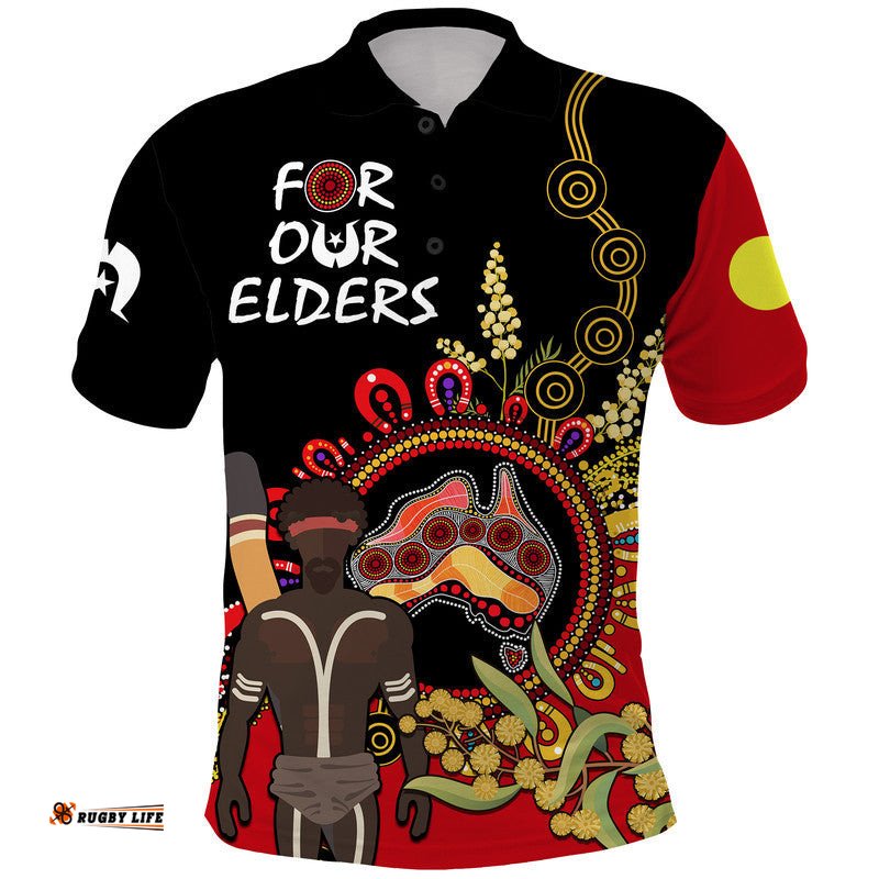 Custom Personalised NAIDOC 2023 Indigenous Polo Shirt Australia Map With Golden Wattle Amazing Aussie