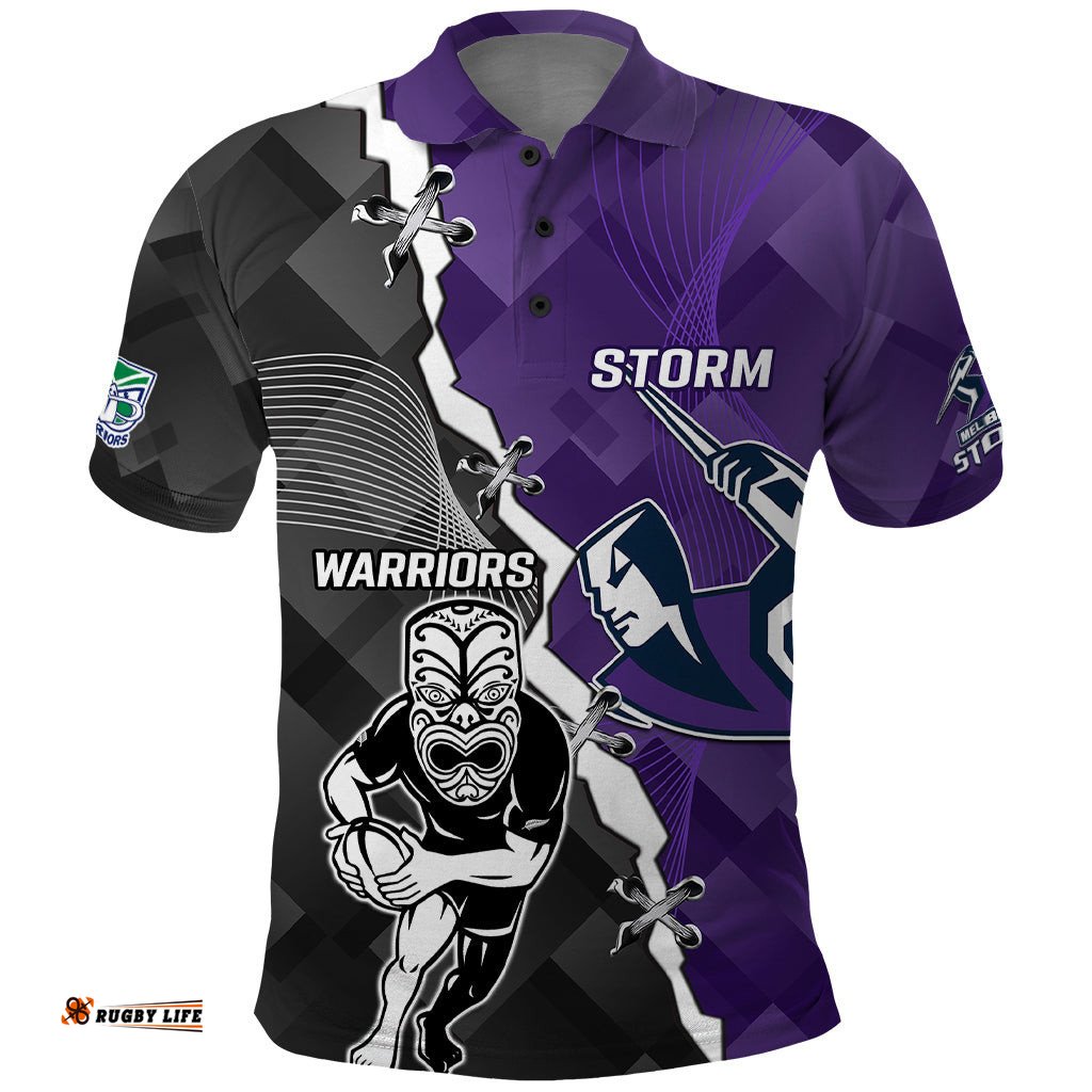 Personalised Storm And Warriors Rugby Polo Shirt 2023 Sporty Style