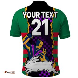 Custom Text And Number NRL Combine Rabbitohs and Storm Polo Shirt Amazing Aussie