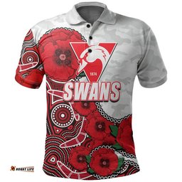 Custom Personalised Anzac Day AFL-Swans Army Mix Aboriginal Polo Shirt Amazing Aussie