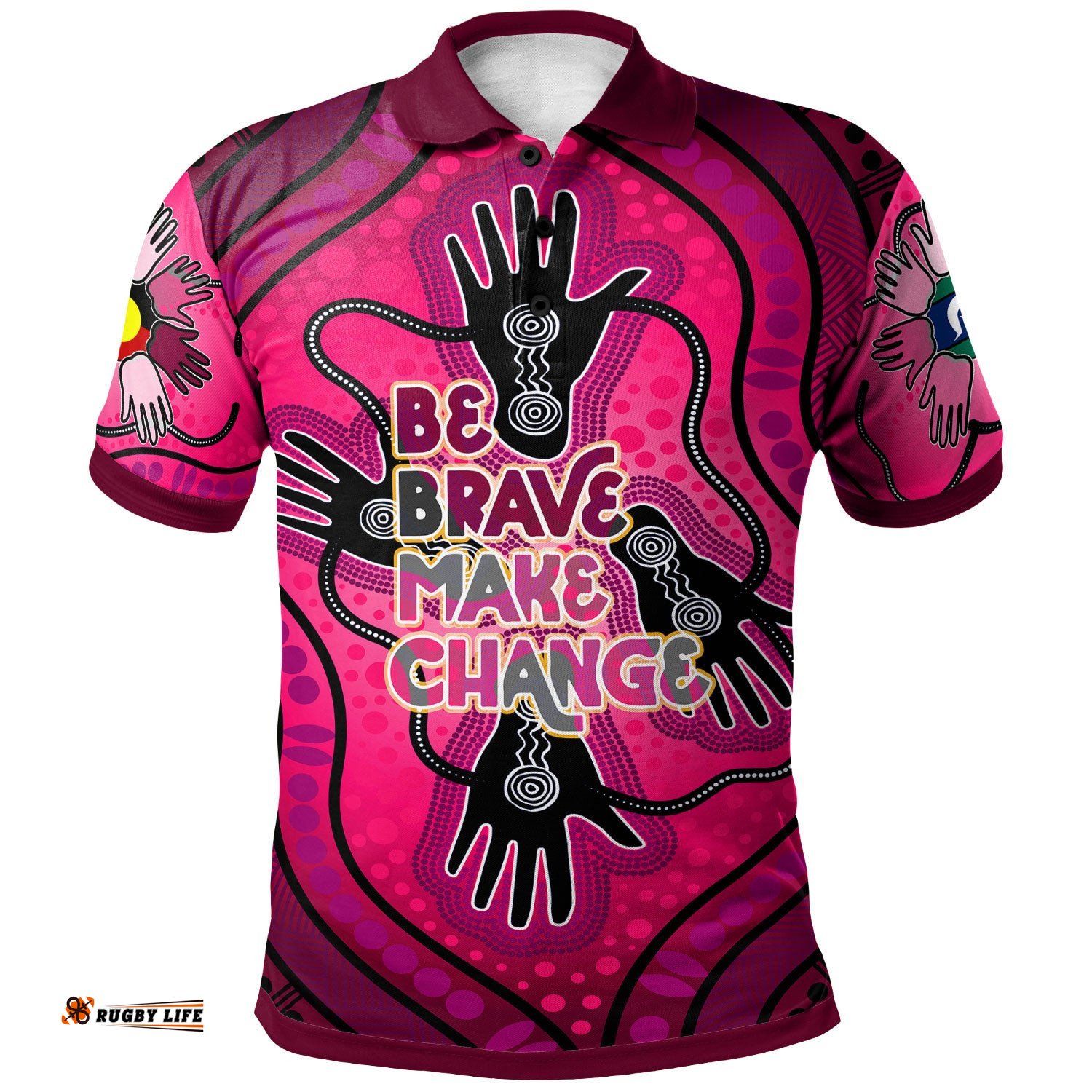 Australia National Reconciliation Week Custom Polo Shirt - Celebrate Indigenous History And Culture "Be Brave. Make Change" Aboriginal Inspired Polo Shirt Amazing Aussie