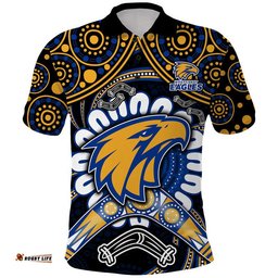 West Coast Eagles Polo Shirt Boomerang Indigenous Dots Amazing Aussie