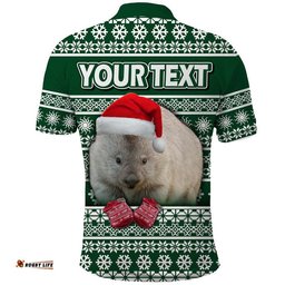 Custom Personalised Australian Wombat Christmas Vibe With Aboriginal Dot Painting Style Polo Shirt Amazing Aussie