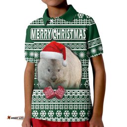 Custom Personalised Australian Wombat Christmas Vibe With Aboriginal Dot Painting Style Polo Shirt Amazing Aussie