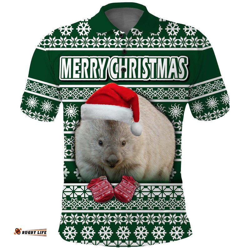 Custom Personalised Australian Wombat Christmas Vibe With Aboriginal Dot Painting Style Polo Shirt Amazing Aussie