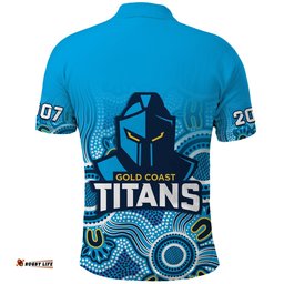 Titans Rugby Polo Shirt Gold Coast 2007 Aboriginal Art Amazing Aussie