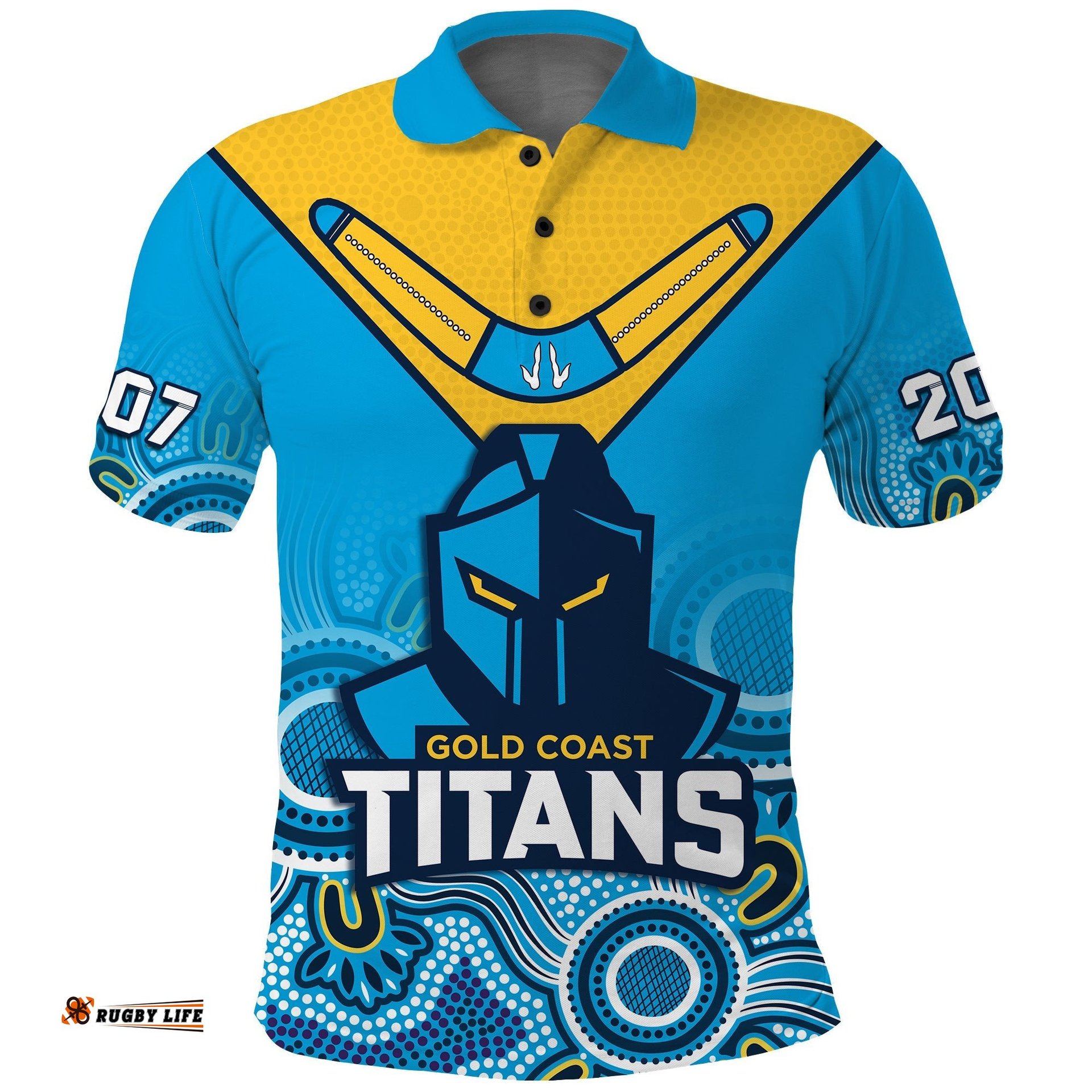 Titans Rugby Polo Shirt Gold Coast 2007 Aboriginal Art Amazing Aussie
