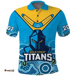Titans Rugby Polo Shirt Gold Coast 2007 Aboriginal Art Amazing Aussie