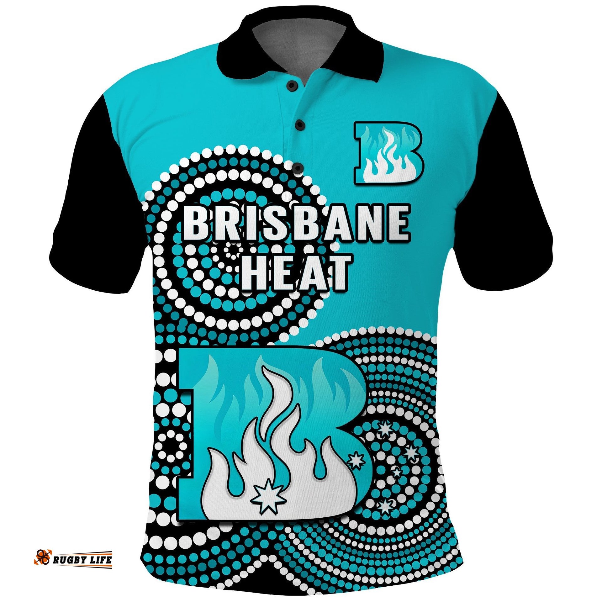 Brisbane Heat Cricket Polo Shirt Champions BBL12 Proud Indigenous Art Amazing Aussie