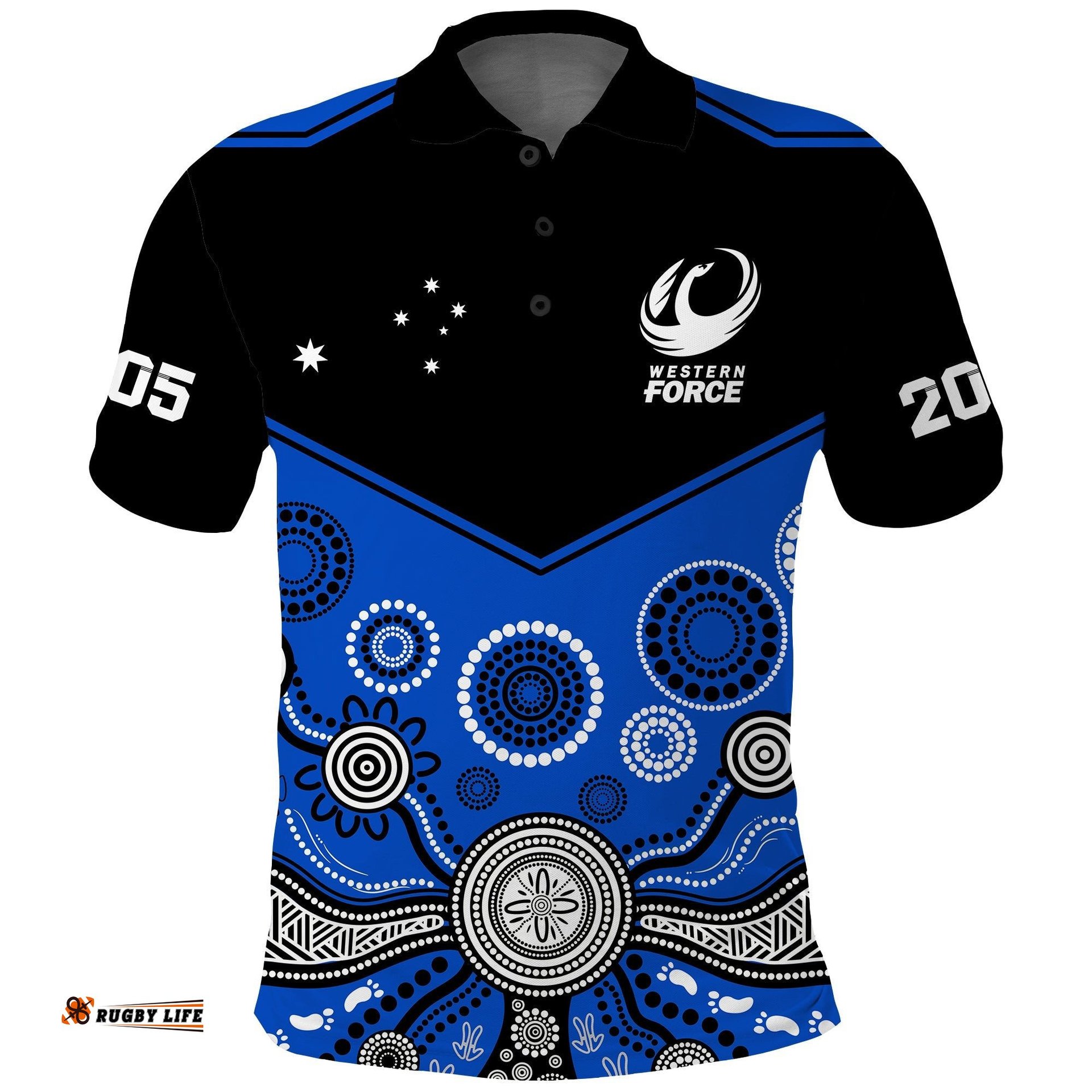 Western Force Super Rugby 2023 Polo Shirt Est 2005 Indigenous Art Amazing Aussie