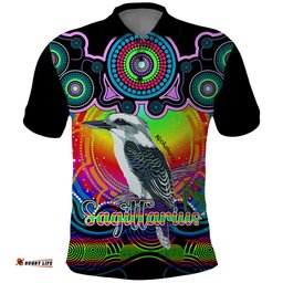 Personalised Australia Sagittarius Kookaburra Zodiac Polo Shirt Auz Astrology Aboriginal - Rainbow