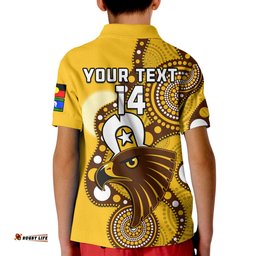 Custom Text And Number Hawthorn Football NAIDOC 2023 Polo Shirt Hawks For Our Elders Indigenous Amazing Aussie