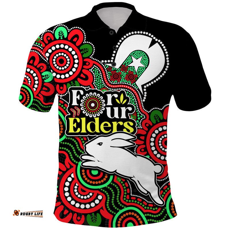 Custom Personalised Rabbitohs Rugby Polo Shirt NAIDOC Torres Strait For Our Elders Amazing Aussie