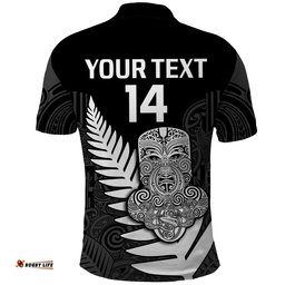 Custom Text And Number Aotearoa Rugby Sevens All Black Tiki Fern Polo Shirt Amazing Aussie