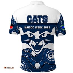 Geelong Football NAIDOC 2023 Polo Shirt Cats For Our Elders Indigenous Art Amazing Aussie
