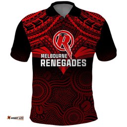 Custom Melbourne Renegades Cricket Polo Shirt 2023 Unique Indigenous Art Mix Polynesian Pattern