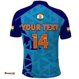 Custom Text And Number India Cricket Polo Shirt Men In Blue Champions Mens T20 WC 2022 Amazing Aussie