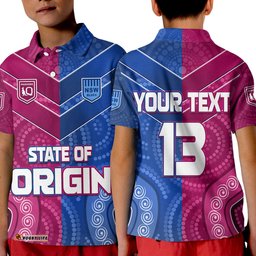 Custom Text and Number Blues and Maroons Rugby Polo Shirt Origin NSW Combine Queensland Aboriginal Australian Amazing Aussie