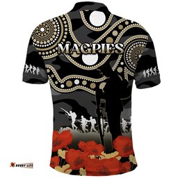 Collingwood Football ANZAC 2023 Polo Shirt Aboriginal Mix Poppy Camouflage Amazing Aussie