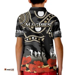 Collingwood Football ANZAC 2023 Polo Shirt Aboriginal Mix Poppy Camouflage Amazing Aussie