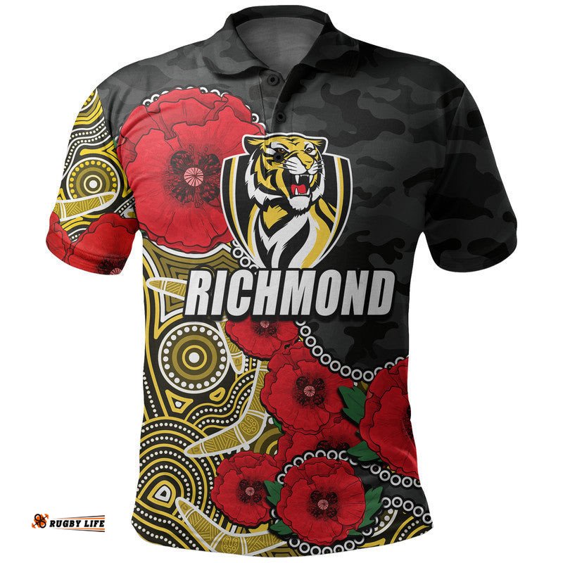 Custom Personalised Anzac Day AFL-Richmond Army Mix Aboriginal Polo Shirt Amazing Aussie