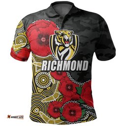 Custom Personalised Anzac Day AFL-Richmond Army Mix Aboriginal Polo Shirt Amazing Aussie
