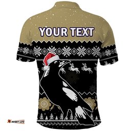 Custom Personalised Collingwood Football Polo Shirt Magpies Indigenous Merry Christmas Amazing Aussie