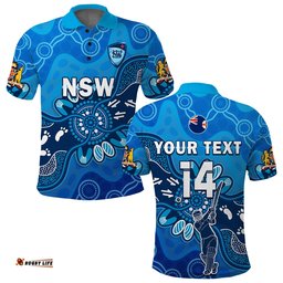 Custom Text And Number New South Wales Cricket Polo Shirt NSW 2022 Aboriginal Art Amazing Aussie