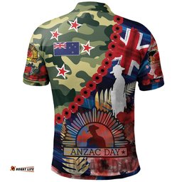 New Zealand Anzac Camouflage Curve Polo Shirt - Remembrance Anzac Day and the Dawn Service Polo Shirt Amazing Aussie