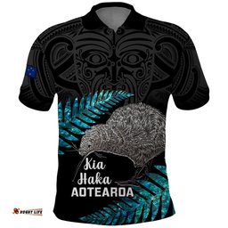 Custom New Zealand Silver Fern Rugby Polo Shirt Pacific 2023 Kia Haka Kiwis With Maori Ta Moko