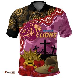 Lions Football ANZAC 2023 Polo Shirt Aboriginal Mix Slouch Hat Amazing Aussie