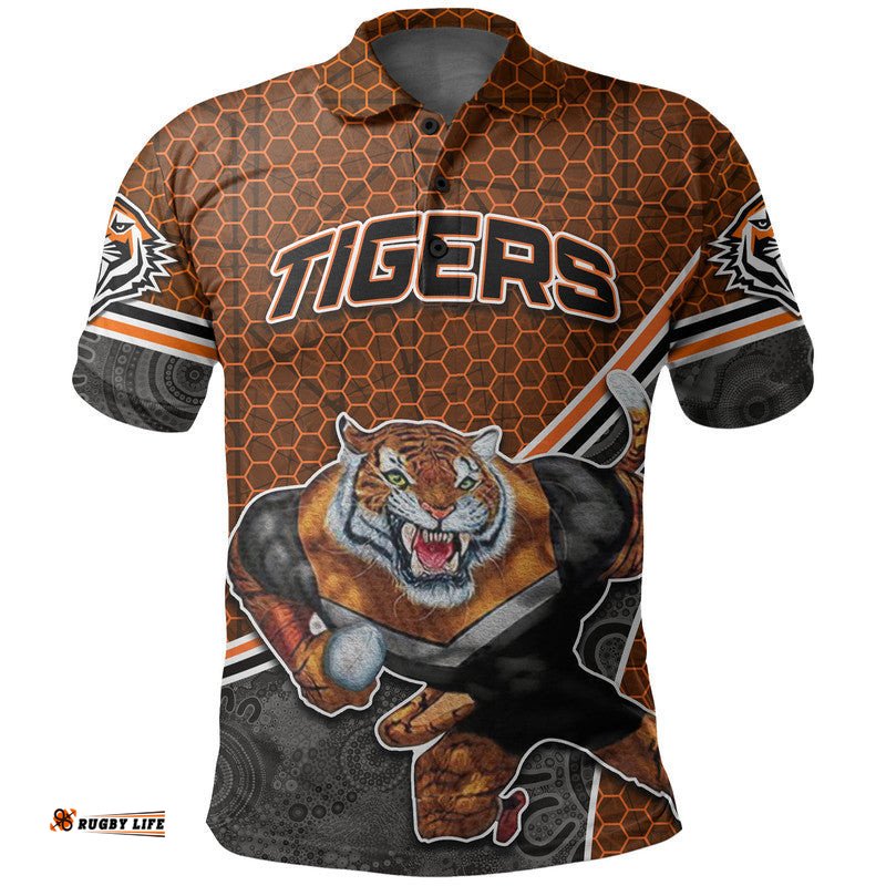 Custom Personalised Tigers Rugby Polo Shirt Mix Aboriginal Simple Amazing Aussie