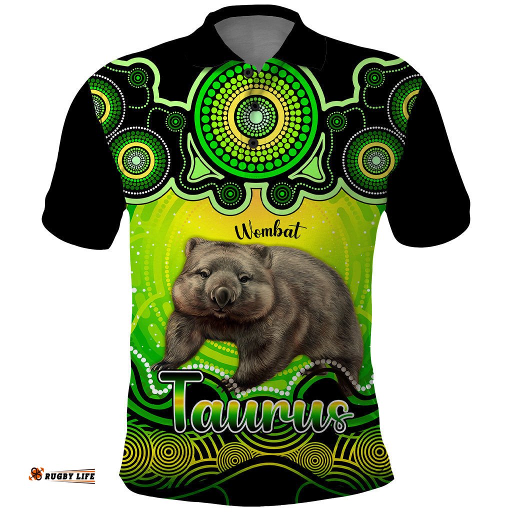 Personalised Australia Taurus Wombat Zodiac Polo Shirt Auz Astrology Aboriginal - Green