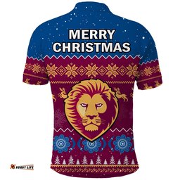 Brisbane Football Polo Shirt Lions Indigenous Merry Christmas Amazing Aussie