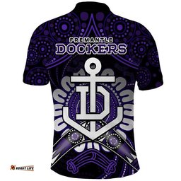 Dockers Football Polo Shirt Boomerang Indigenous Dots Amazing Aussie