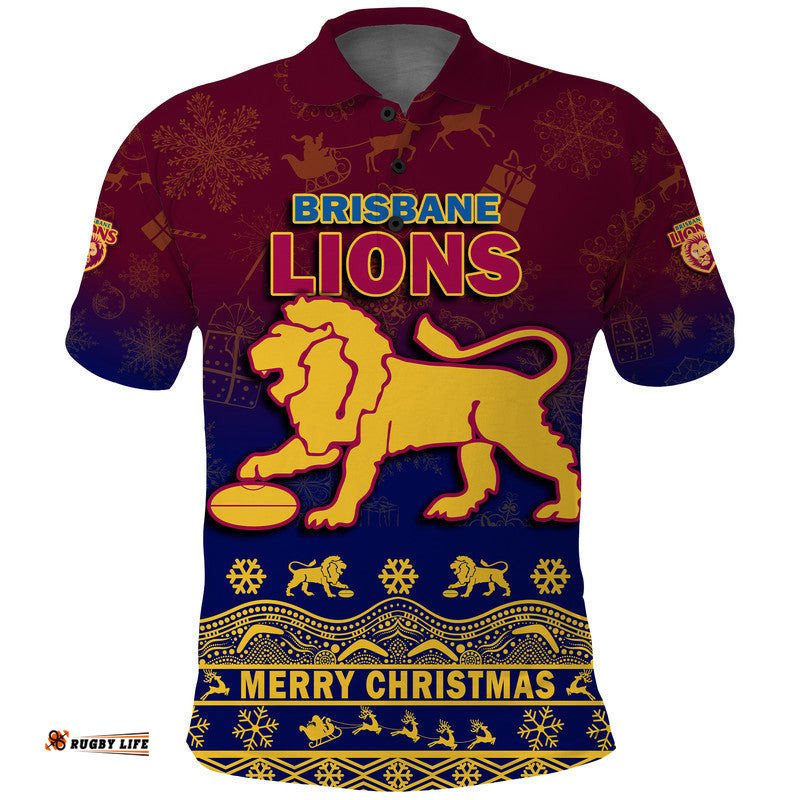 Brisbane Unique Lions Winter Season Polo Shirt Lions Merry Christmas Amazing Aussie